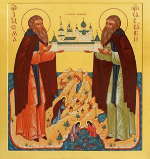 Икона преподобный Зосима и Савватий Соловецкие